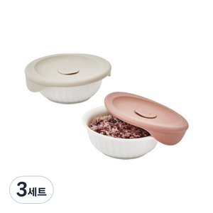 락앤락 바로 한끼 도자기 밥용기 2P, 6세트, 몸체 355ml 2p + 뚜껑캡 2p