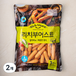 청정원 리치부어스트 할라피뇨 소시지, 1kg, 2개