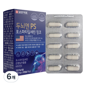 일양약품 두뇌엔 PS 포스파티딜세린 징코 15g, 6개, 30정