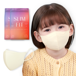 CLA 슬림핏 라이트 패키지 컬러 새부리형 보건용 마스크 소형 KF94, 25개입, 2개, 크림베이지
