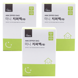 생활미소 미니 지퍼백, 대(L), 100개입, 3개