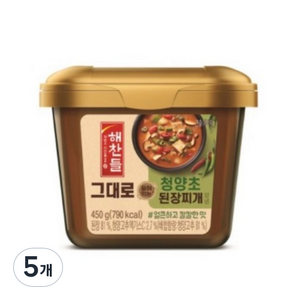 해찬들 그대로 끓여먹는 청양초 된장찌개양념, 450g, 5개