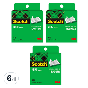 스카치 매직 테이프 리필 810R 12mm x 18m, 반투명, 6개