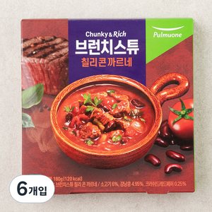 풀무원 브런치스튜 칠리 콘 까르네 (냉장), 180g, 6개입