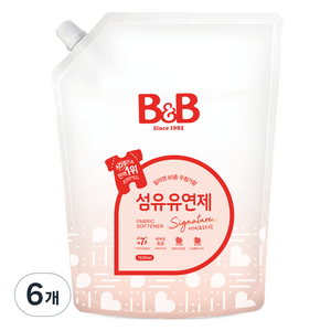 비앤비 섬유유연제 자스민 앤 로즈 리필, 1.5L, 6개