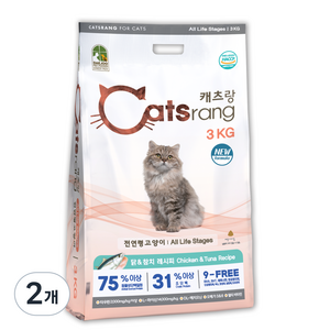 캐츠랑 NEW 전연령 올라이프 고양이 건식사료, 닭 + 참치, 3kg, 2개
