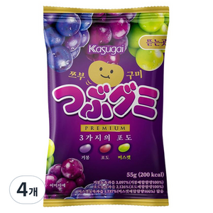 카수가이 쯔부구미 3가지의 포도 젤리, 4개, 55g