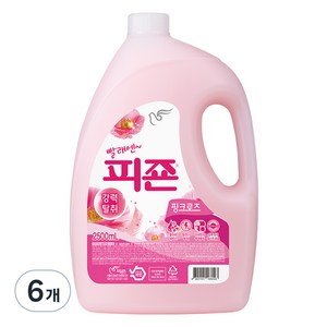 피죤 레귤러 섬유유연제 핑크로즈 본품, 2.5L, 6개