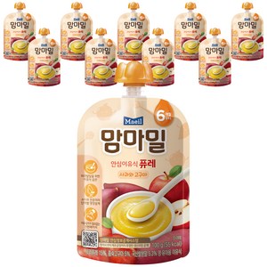 맘마밀 안심 이유식 퓨레 6개월부터, 사과 + 고구마 혼합맛, 10개입, 100g