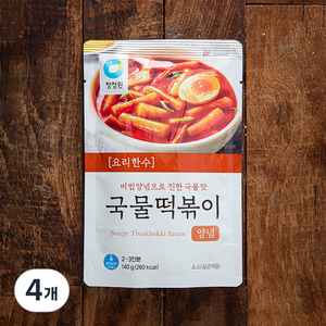 대상 청정원 요리한수 국물떡볶이 양념, 140g, 4개