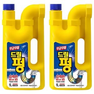 무균무때 드릴펑 배수구세정제, 1L, 2개