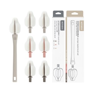 마더케이 국산 리필형 롱핸들 젖꼭지솔 세트 + 젖꼭지솔 리필 3P, 베이지(핸들), 1세트