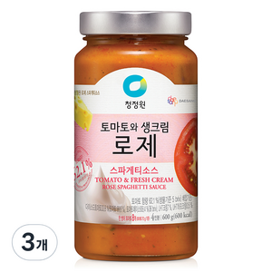 청정원 토마토와생크림 로제 스파게티소스, 600g, 3개