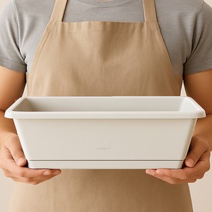앙플랜트 직사각 텃밭 화분 + 받침 세트, 라이트그레이, 1세트