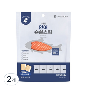 골드로니 그대로 순살스틱 반려동물 파우치 간식 30p, 연어, 8g, 2개