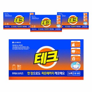 테크 간편 시트세제 후레쉬 브리즈, 36개입, 4개