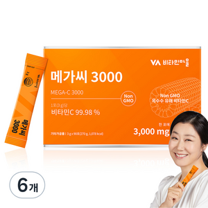 비타민마을 메가씨 3000 비타민C 분말 스틱, 270g, 6개