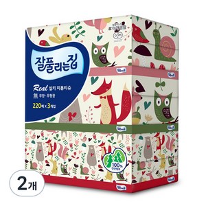 잘풀리는집 리얼실키 천연펄프 미용티슈, 220매, 6개