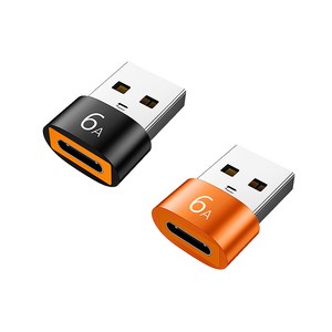 제이스마트 6A 고속 C타입 to USB A 3.0 변환젠더, 2개, 2cm, 오렌지, 블랙
