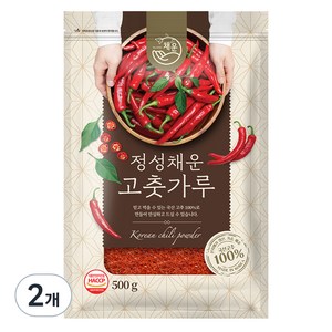 정성채운 국산 고춧가루 고운굵기 보통매운맛, 500g, 2개