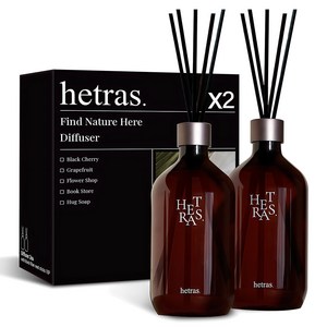 헤트라스 프리미엄 대용량 디퓨저 선물세트, 퓨어 런드리, 500ml, 2개