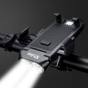 디바이크 디빅 D4 더블 전자벨 자전거 라이트 핸드폰 거치대 전조등, 블랙, 1개