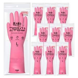롯데이라이프 착한 고무장갑, 핑크, 대(L), 10세트