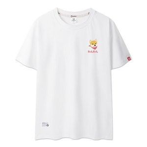 엘빈클로 남녀공용 귀여운 시바 강아지 자수 반팔 티셔츠 AT3268