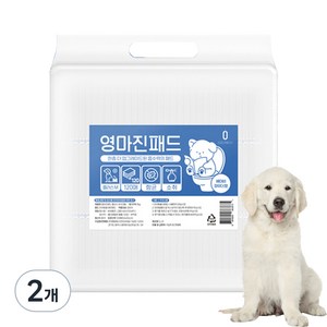 영마진 강아지 배변패드 플러스 35g 베이비파우더향, 120개입, 2개