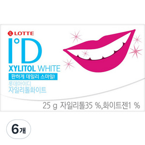 롯데자일리톨 아이디 껌, 25g, 6개