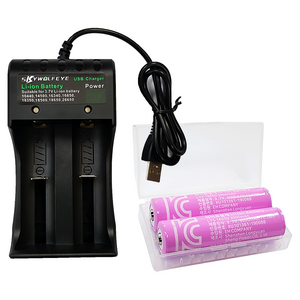 스카이울프아이 18650 3000mAh 충전용 배터리 2p + 2구 충전기, 1개입, 1세트