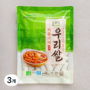 풀무원 우리쌀 한입 떡볶이떡, 400g, 3개