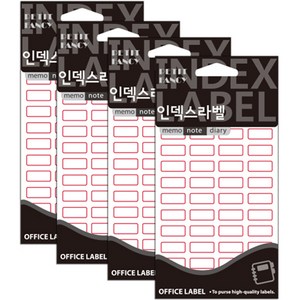 쁘띠팬시 일반 인덱스 라벨 견출지 20-211R, 빨강, 18개입, 4개