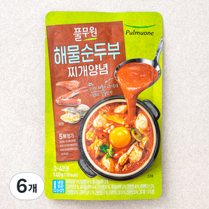 풀무원 해물 순두부찌개양념, 140g, 6개