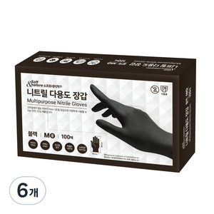 소프트앤네이쳐 니트릴 다용도장갑, 블랙, 중(M), 6개