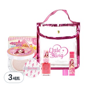리틀블링 아동용 별의 여신 핑크 파우치 세트 A, 데일리선팩트 + 반지네일(오로라핑크) + 립밤(핑크) + 핑크파우치, 3세트