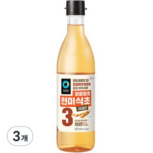 청정원 정통발효 현미 식초, 470ml, 3개