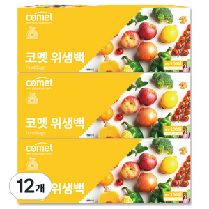 코멧 위생백 중 25 x 35 cm, 중(M), 100개입, 12개