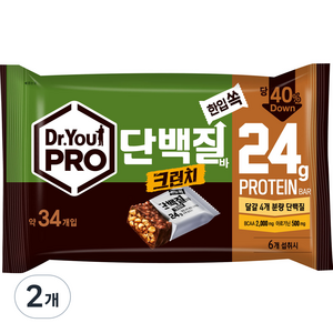 닥터유 프로단백질바 크런치 한입쏙 34p, 420g, 2개