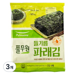 풀무원 들기름 파래김 전장 10p, 35g, 3개