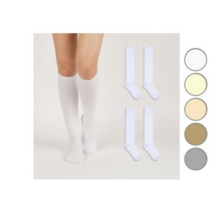 노디자인 여성용 봄 컬러 무지 니삭스 양말 5족