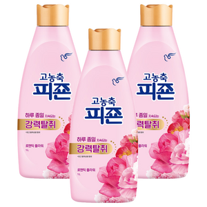 피죤 고농축 강력탈취 오리지널 섬유유연제 로맨틱 플라워 본품, 1L, 3개