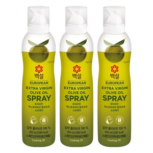 백설 유러피안 엑스트라버진 올리브 오일 스프레이, 200ml, 3개