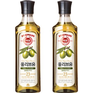 해표 압착 올리브유, 500ml, 2개