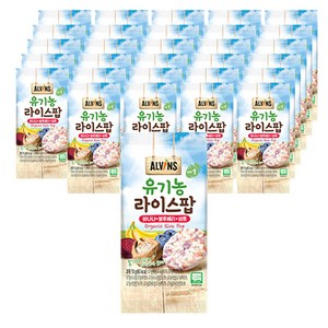 엘빈즈 유기농 라이스팝 과자, 바나나 + 블루베리 + 비트 혼합맛, 15g, 30개