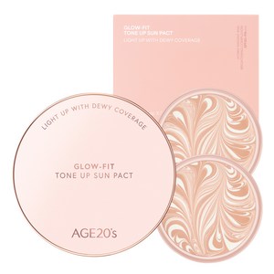 에이지투웨니스 글로우핏 톤업 선팩트 케이스 + 리필 2p SPF50+ PA++++ 세트, 12.5g, 1개