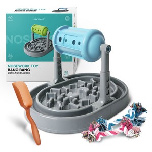 딩동펫 반려동물 노즈워크 장난감 뱅뱅이 25 x 21~25 x 32 cm + 강아지 실타래 2p, 블루, 1개