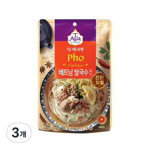 티아시아키친 베트남 쌀국수 소스 진한 차돌, 90g, 3개