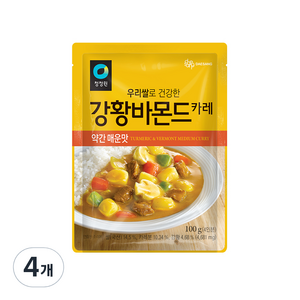 청정원 우리쌀 강황바몬드 카레 약간 매운맛, 100g, 4개