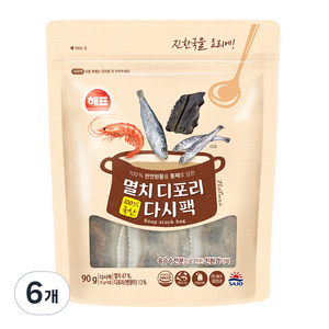 해표 멸치디포리 다시팩, 90g, 6개